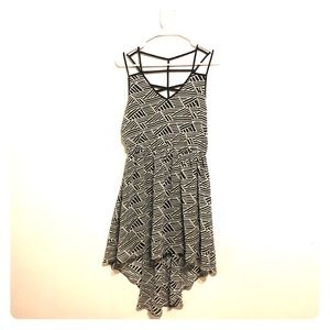 B&W patterned high-low dress with back detail